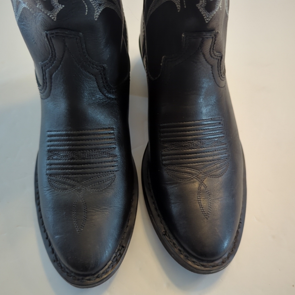 Harley Davidson Leather Cowboy Western Leather Boots Size 7 Black 81598 GUC - Picture 5 of 8